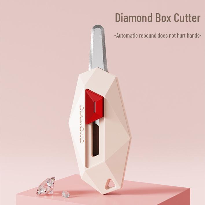 Dopamine Diamond Multifunctional Unboxing Knife: Hand-Safe, Automatic Rebound, Portable Serrated Blade for High-Value Sewing and Unboxing Tasks.