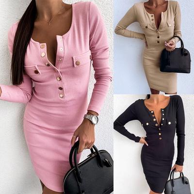 Winter Fashion Dress 2021 Autumn Package Hip Elegant Women's Dress Deep V-Neck Sexy Evening Party Dresses