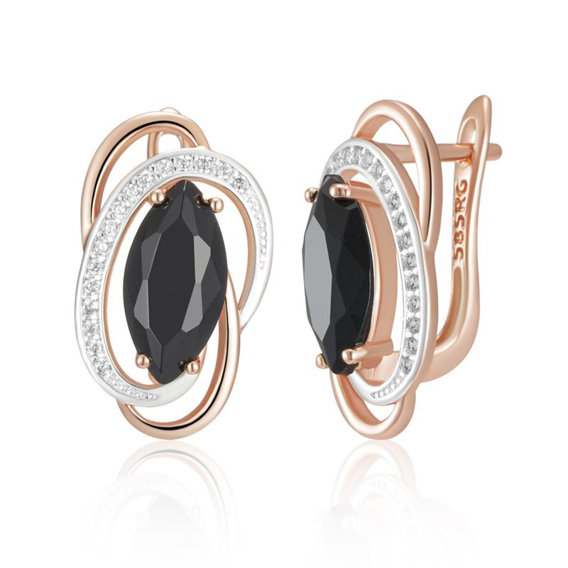 

Unusual Shiny Black Natural Zircon Dangle Earrings For Women Luxury Rose Gold Color Wedding Party Daily Fine Jewelry