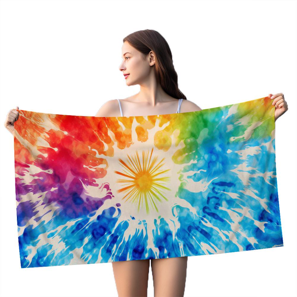 Creative Painting digital-printed polyester Superfine fiber double-sided fleece Beach vacation bath towel, beach towel