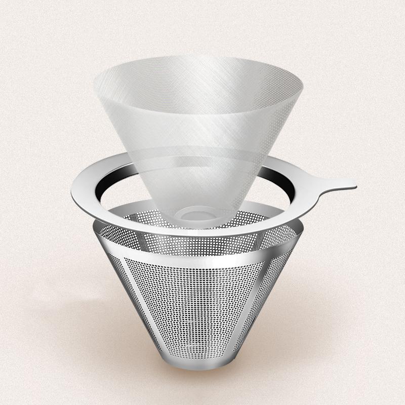 Wiederverwendbarer Kaffeefilterhalter, vielseitiger doppelschichtiger Kaffee-/Teesieb aus Edelstahl, Kaffeezubehör, Werkzeug zur Kaffeezubereitung
