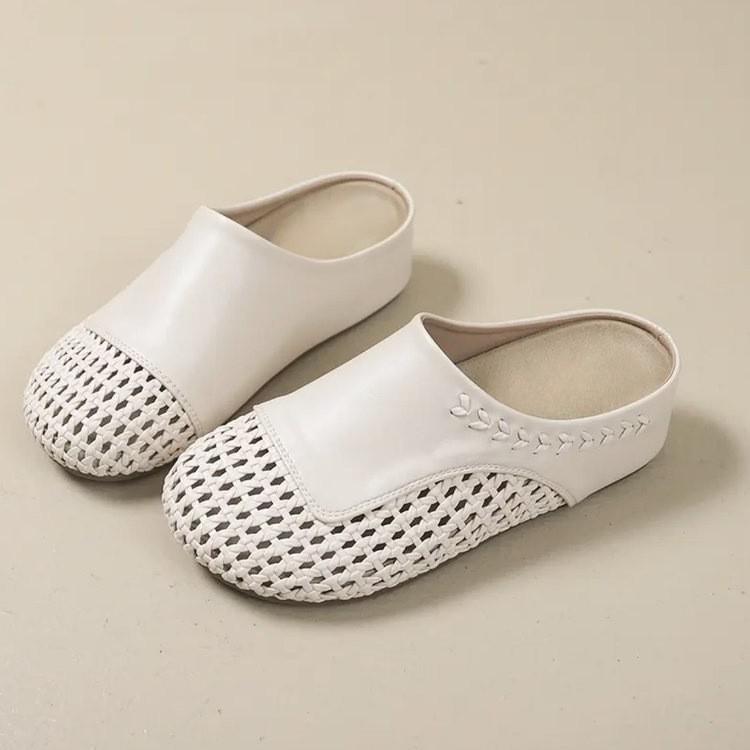 

Thick-soled woven hollow bag head sandals women s shoes 2025 new comfortable and breathable one-pedal beach Roman slippers 35