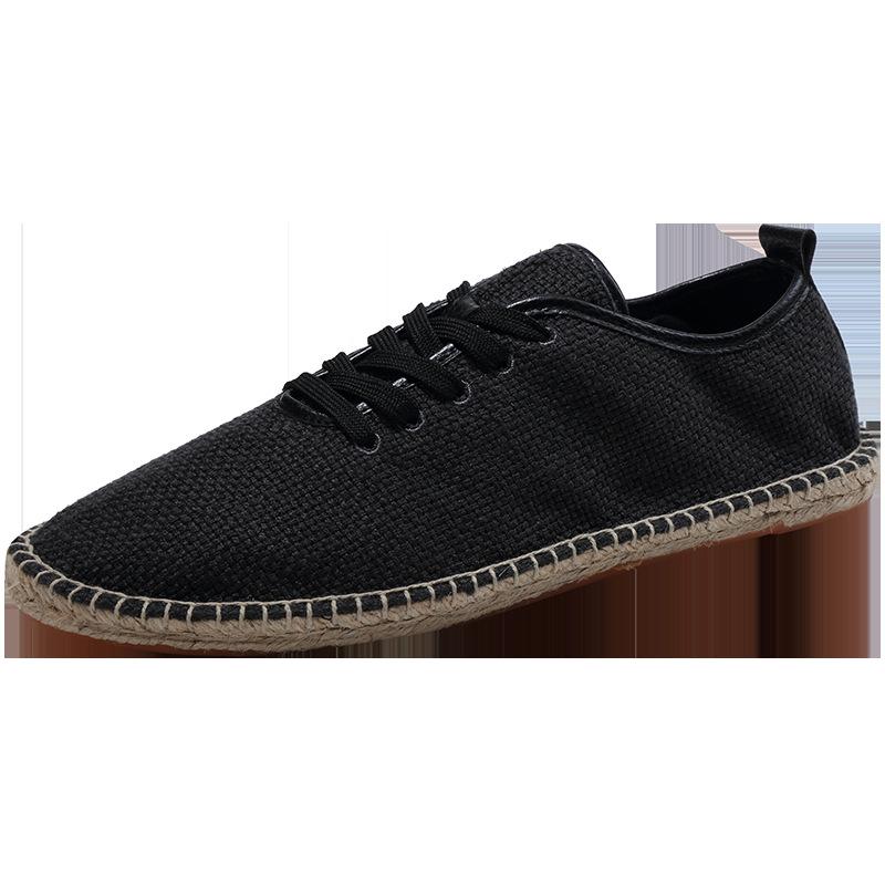 Spring and Autumn new lace-up canvas shoes men s linen straw shoes men s casual Korean version fashion lazy shoes 39