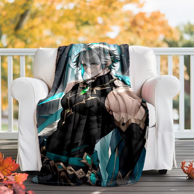 1pc Genshin Impact Alhaitham2 Theme Blanket - Digital Print, Polyester, Cozy for All Seasons, Perfect for Outdoor, Camping, and Travel
