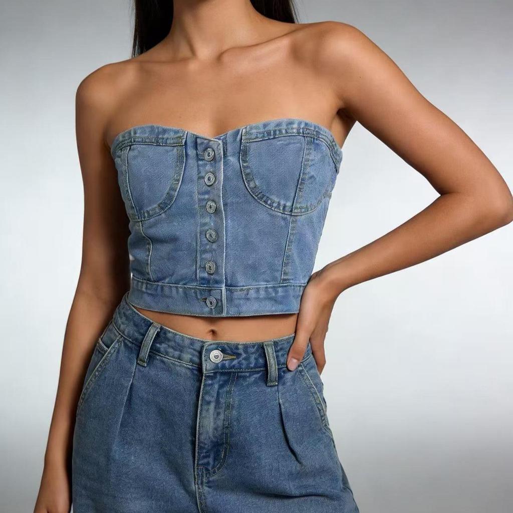 Women's Slim-Fit Waist-Cinching Short Denim Vest
