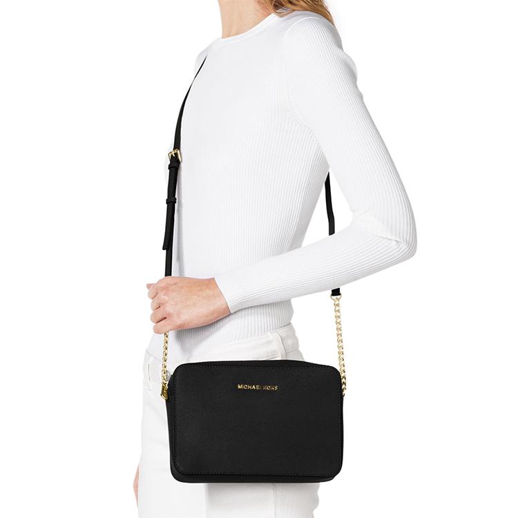 Michael Kors Letter Logo Chain Commuter Leather Shoulder Bag Women Bags Black 35T8GTTC9L-BLACK