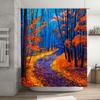 Vivid Autumn Forest Shower Curtain Waterproof Fabric with Soft Touch for Bathroom Decorations in Blue Orange Red Colorful Print