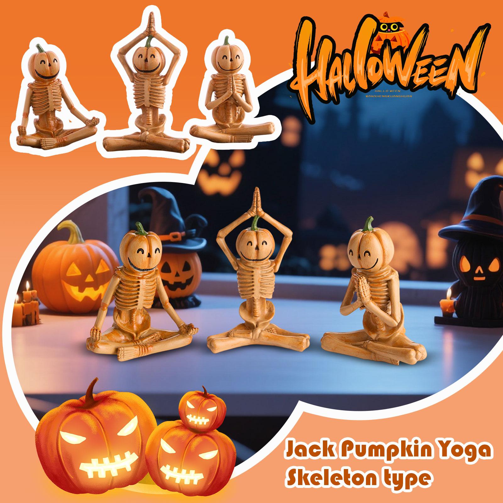

Pumpkin Yoga Skeleton Decoration 3-Piece Set One Size