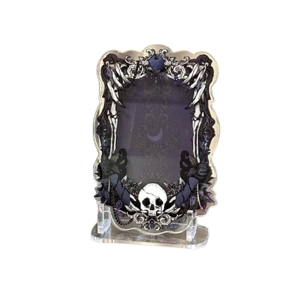 New Mini Picture Frame Gothic Card Gumei Display Frame Skull Skeleton Card Frame Can Accommodate Card Size 5.8x8.5cm with Base