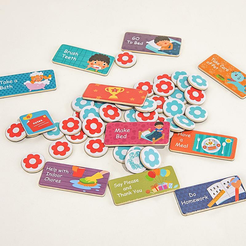 Kids Behavior Wooden Chart With Reward Stickers For Good Habit Encouragement