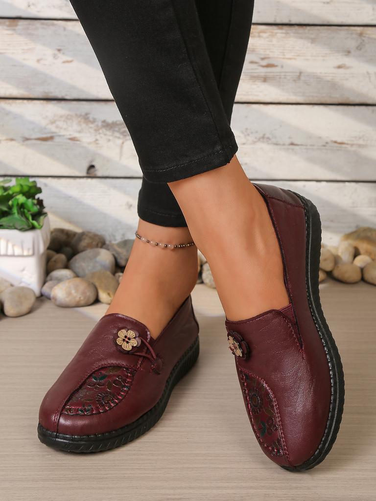 Women's leather flat shoes, spring and autumn women's loafers, classic single-product mother shoes, non-slip and comfortable