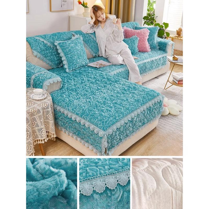 Embossed Velvet Sofa Cushion Winter Winter Cushion Sofa Cover 2024 New Plush Cover Towel Nordic Instagram Style