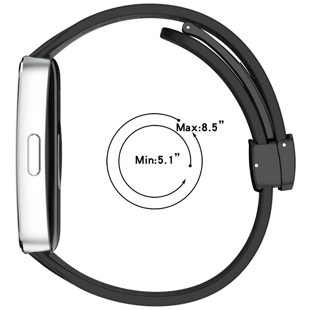 Silicone Watch Band for Huawei Band 10/10 NFC/9/9 NFC/8/8 NFC Holes Design Breathable Magnetic Buckle Strap