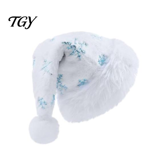 Cute Xmas Headgear for Family Christmas Sparkly Sequins Santa Hat Adults, Velvet Plush Glitter Bling Warm Winter Party Headwear with Fluffy Pompom New