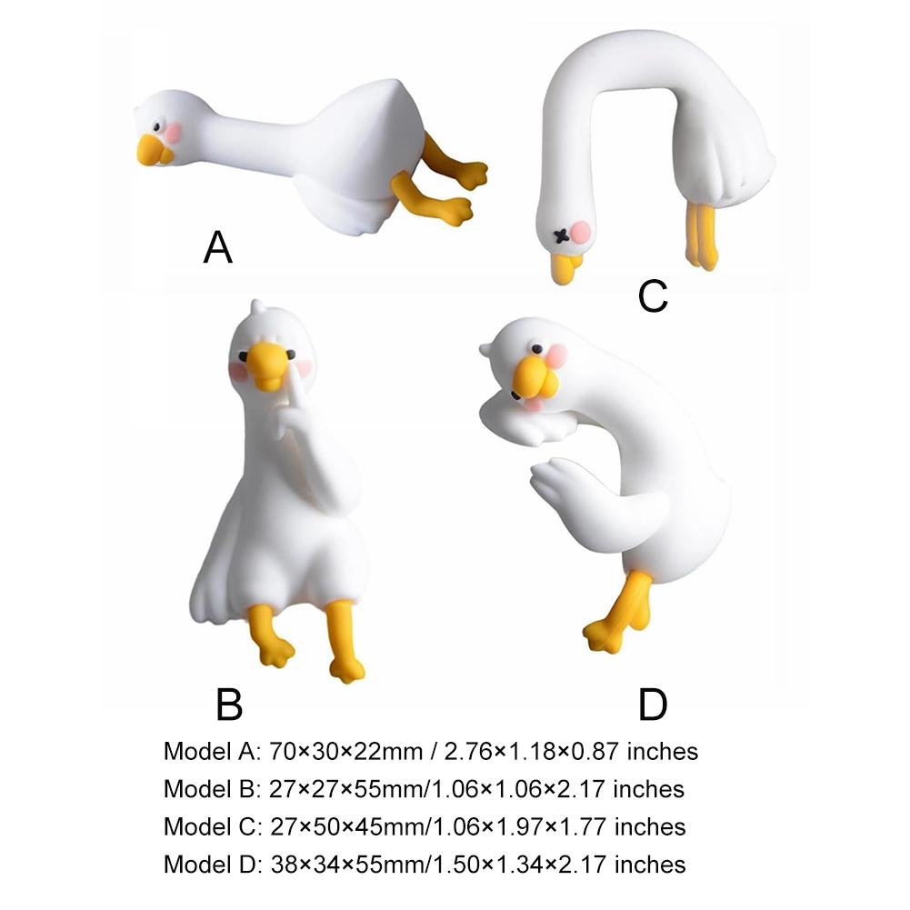 4PCS Animal Ornaments Mini Funny Computer Decor Goose Statues for Office Monitor & Dashboard Decor