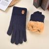 Knitted Gloves Men's Winter Velvet Thickened Cold-proof Women's Warm Wool Gloves