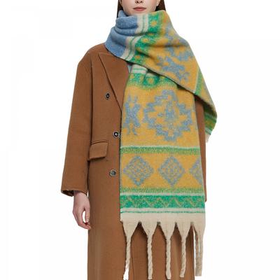 Weiblicher Herbst-Winter-Imitat-Mohair-Schal-Druck-warmer Schal