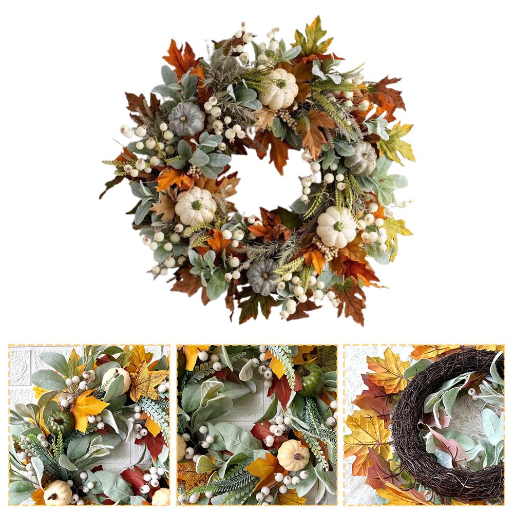Harvest Festival Pumpkin Maple Leaf Green Leaf Wreath Door Hanging Party Scene Setup Props Christmas Decorations