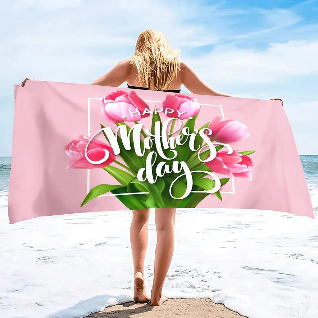 Happy Mother's Day Beach Towel Quick Dry Sand Free Bath Towel For Women Gift Microfiber Swimming Cover Lightweight Face Towels