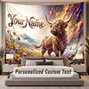 Highland Cow (63) Theme Personalized Tapestry Custom Name Text Wall Hanging Tapestry Home Background Decoration