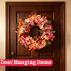 Artificial Hydrangea Rose Wreath with Wooden Wheel for Fall Door Hanging Wall Decor