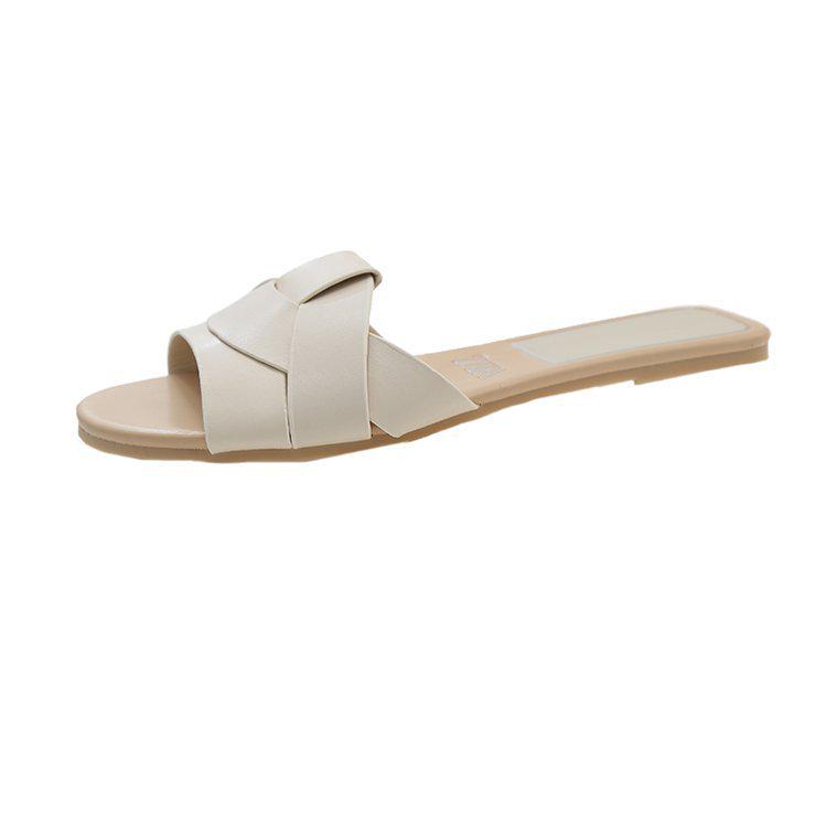 

Летние женские модные сандалии на плоской подошве 2024 года - тапочки большого размера в африканском стиле 38 грязно-белый