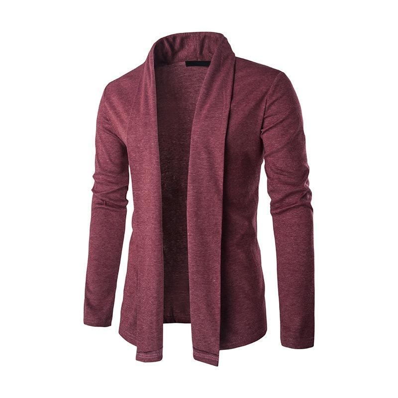 Men S Solid Color Long Sleeve Knit Cardigan No Button