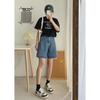 High-Waisted Korean-Style Women's Denim Shorts - Loose, Slimming, Mid-Length Wide-Leg Design for Summer