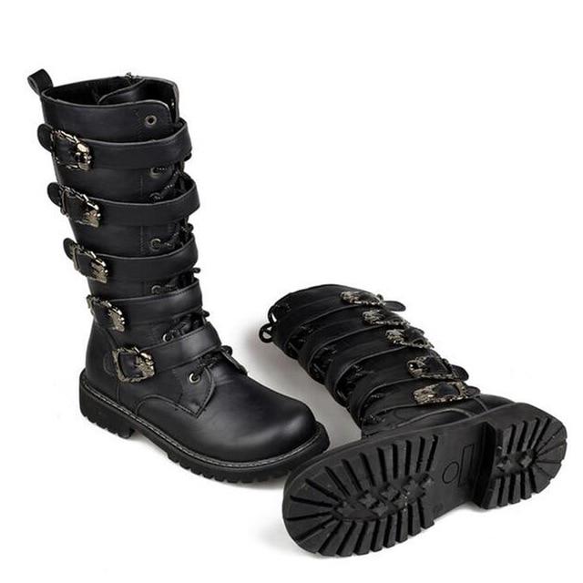 Winter Men Motorcycle Boots Fashion Mid 