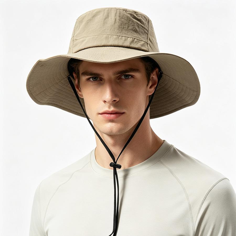 Summer sports sun hat men and women outdoor solid color fishing sun protection sun hat breathable casual big eaves bucket hat