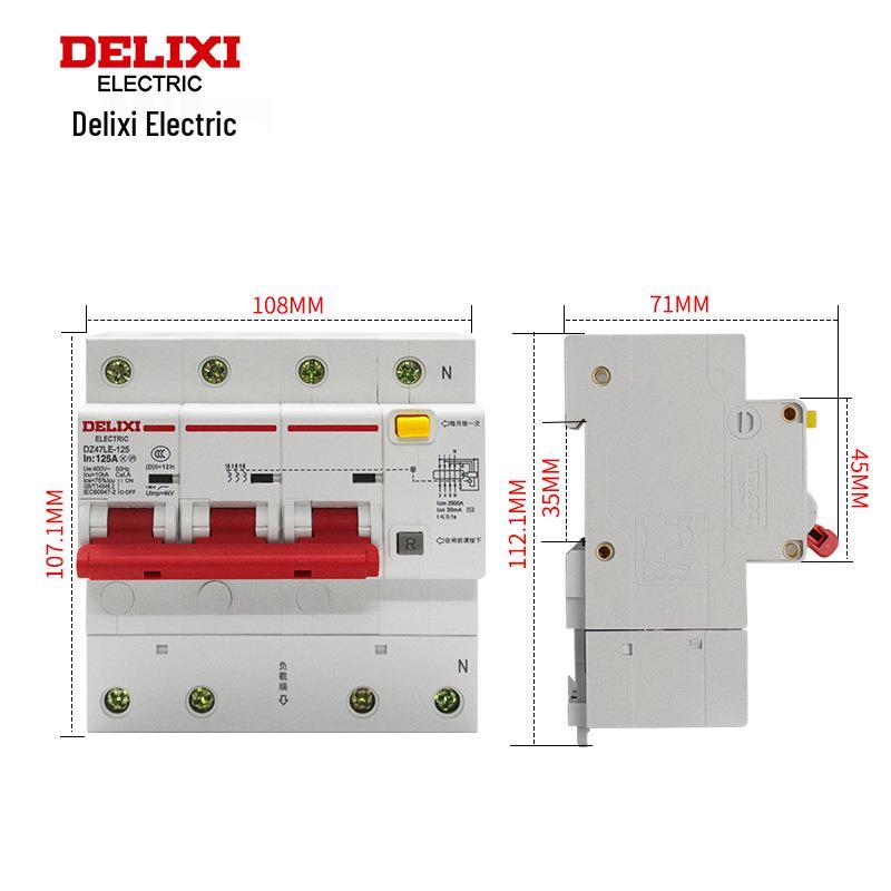 Delixi 380V 3P+N Circuit Breaker with Earth Leakage Protection