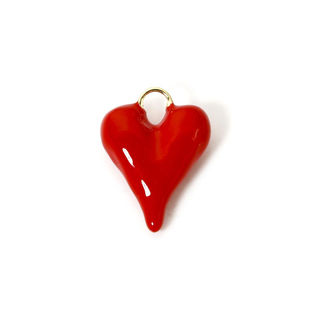 1 Piece Brass 3D Charms Red Heart Flower Pendants Valentine's Day For DIY Jewelry Making Necklace Findings