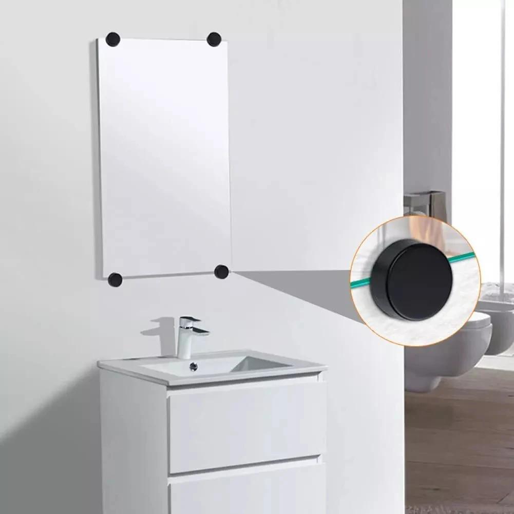 4 Pack Mirror Holder Clips Zinc Alloy for Bathroom Use Designed for 3mm to 5mm Glass Thickness Chic Black Finish