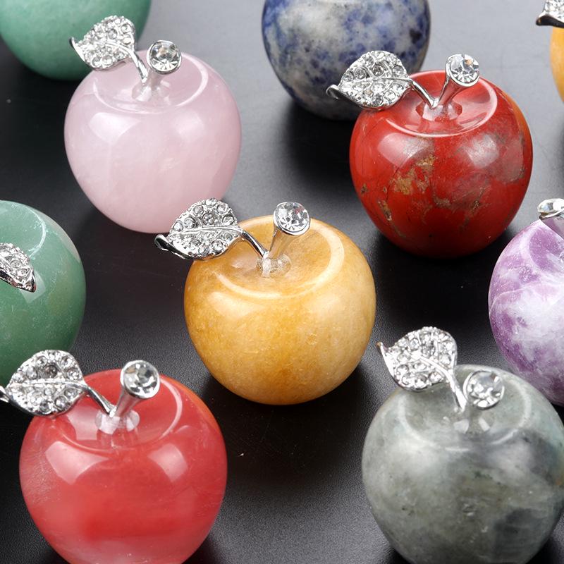 1742-30mm Big Apple Natural Crystal Stone Ornament for Christmas