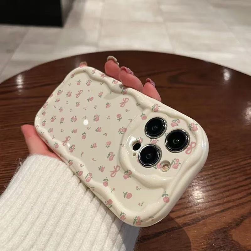 The new cream pattern is suitable for iphone15promax mobile phone case Apple 16/14pro Japan and South Korea 13/12 popular X