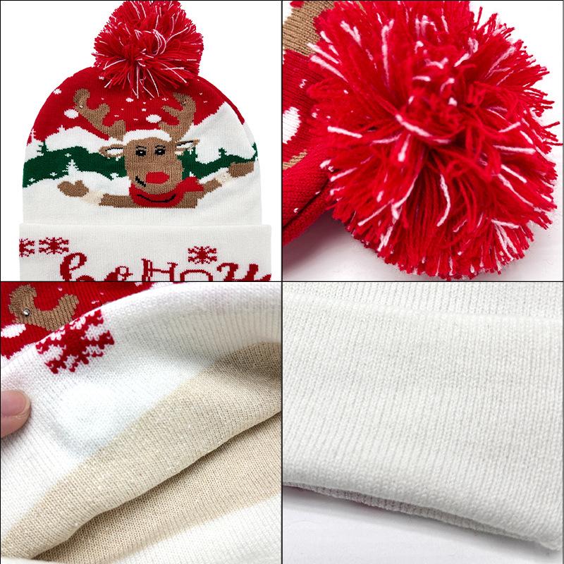 Hot Sale Jacquard Christmas Hat Hairball Ruffled New Year's Gift Winter Warm Cover Knitted Hat