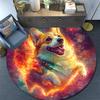 Cosmic Corgi Round Area Rug,Carpet Rug for Living Room Bedroom Sofa Playroom Decor,Non-slip Floor Mat