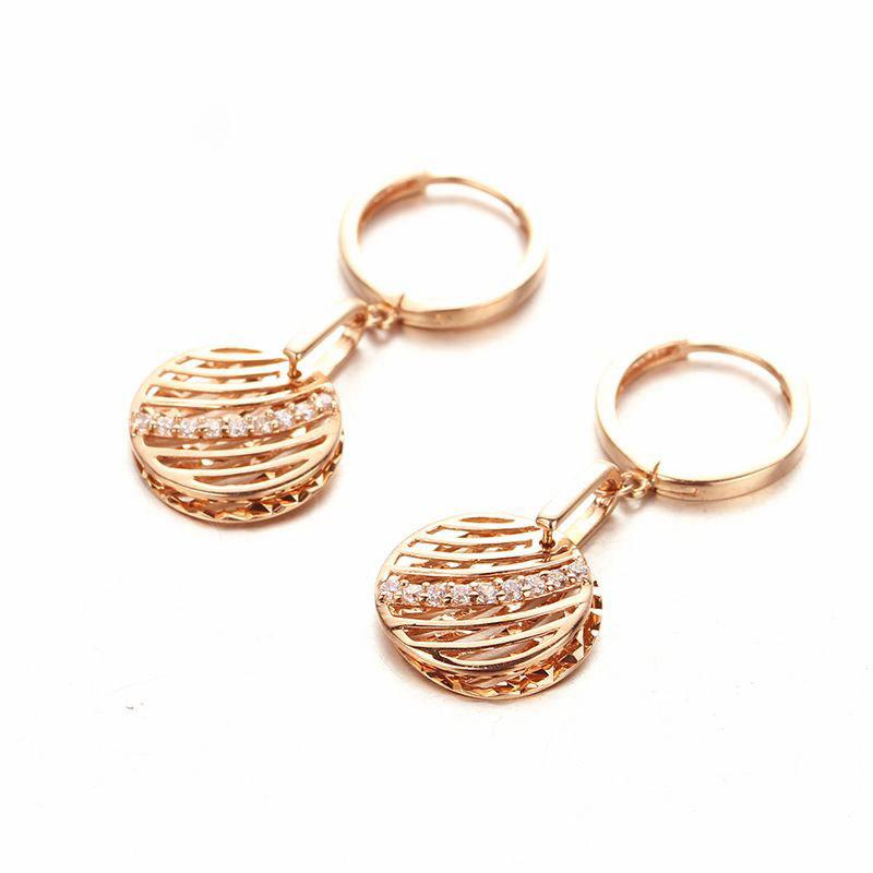 Exquisite Russian Purple Gold Car Light Double-Layer Zircon Earrings Plated With Rose Gold Sweet Simple Fashion Versatile Trend (rose gold plated pair)