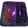 Set di forbici professionali per toelettatura animali domestici da 7 pollici in acciaio inossidabile per cani, incluse forbici dritte, curve, a lisca di pesce e tagliacapelli per orecchie