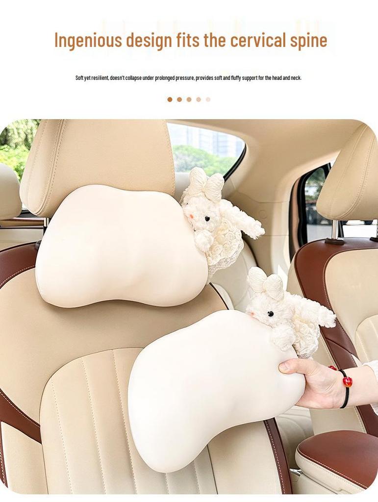 Ice Silk Memory Foam Car Headrest & Lumbar Support Pillow - Universal, Breathable, All-Season Comfort