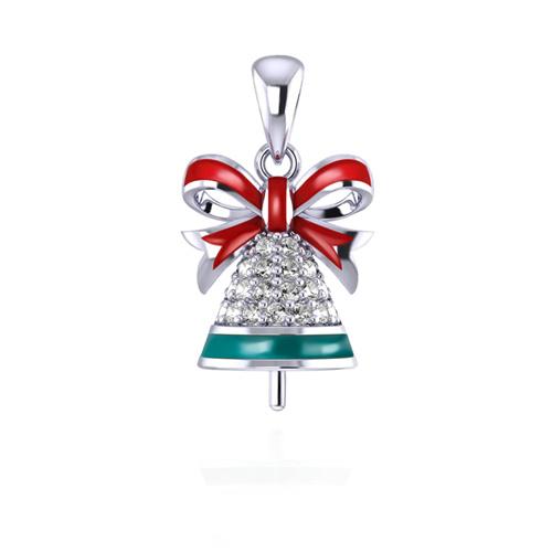 

CLUCI 19 Zircon Gemstone Silver 925 Pendant Christmas Bell Shaped Pearl Necklace Pendant for Women Christmas Gift SP387SB серебряный