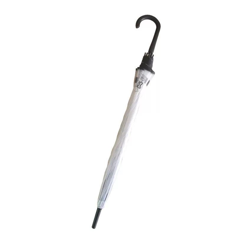 Transparent Long-Handle Umbrella with 16 Reinforced Ribs, Fresh Style, 8-Rib Transparent Umbrella, Fresh Sun Umbrella, Unisex Long-Handle