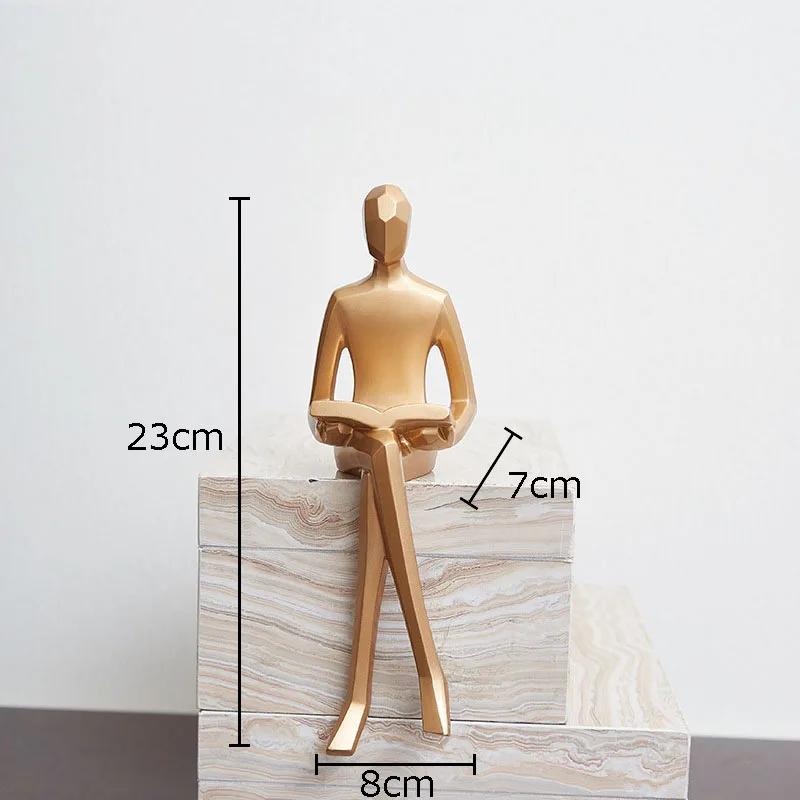 Abstract Golden Figures Sculpture Desk Decoration Geometric Character Resin Statue Crafts Ornaments Room Aesthetics Decor