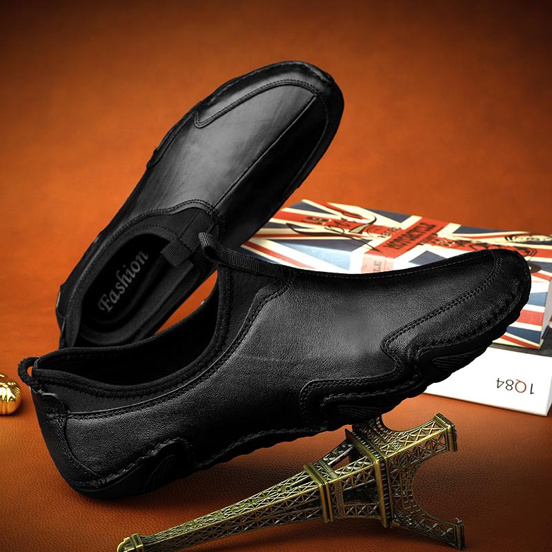 Spring And Summer New Fashion Casual Beanie Shoes Lazy Shoe Cover Retro Style Driving Men 'S Leather Shoes