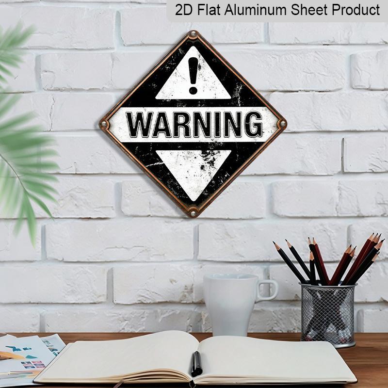2D Flat, 1pc, Warning Sign Theme, Decorative Gift for Industrial Decor Lovers, Vintage Metal Sign, Suitable for Garage, Factory, Warehouse, Workshop