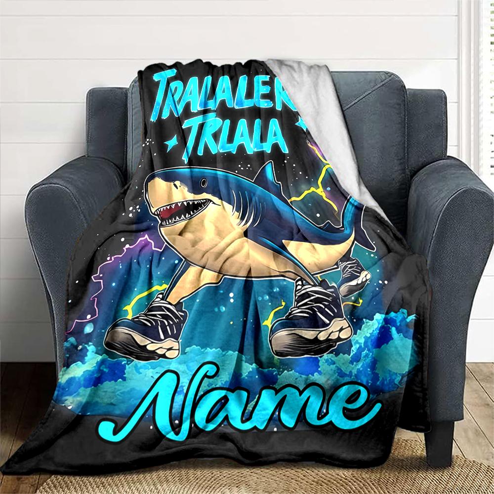 Customiz Name Personality Italian Brainrot Animal  Blanket Soft &Warm Sofa Office Bed Travel Lunch Break Blanket, Gift Suitable All Seasons