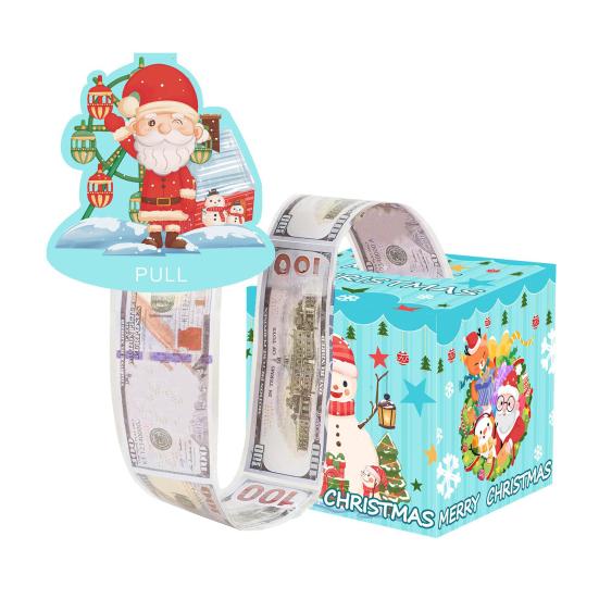 Christmas Money Box Pull-out Cash Gift Box DIY Holiday Money Gift Box with Transparent Bags Christmas Money Holder Pull Box for Kids Adults