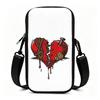 Gothic Stitched Broken Heart Graphic Crossbody Phone Bag, Punk Style PU Leather Cell Phone Sling Purse, Trendy Holiday Gift Aesthetic Shoulder Bag for