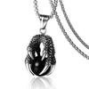 European and American Titanium Steel Dragon Claw Bead Pendant Stainless Steel Jewelry Inlaid Stone Pendant Personalized Men's Necklace