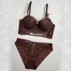 Women’s Bra Set Lace Embroidery Push Up Deep V 3/4 Cup Bras Sexy Underpants Everyday Intimates Spring Summer Underwear Sets